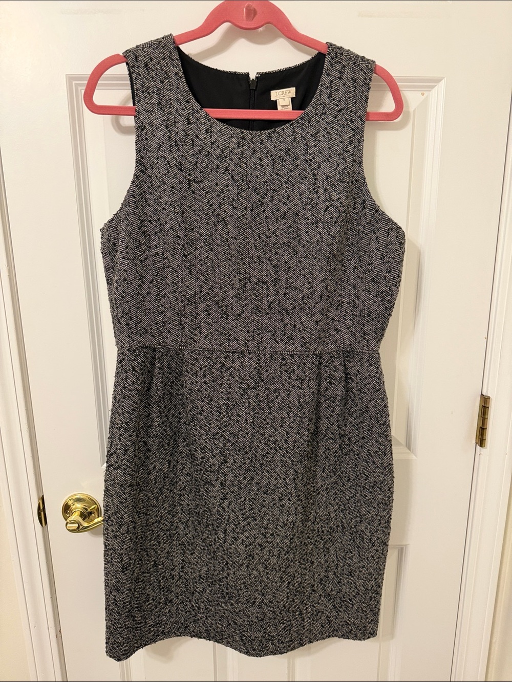 J. Crew Black and White Tweed Midi Dress